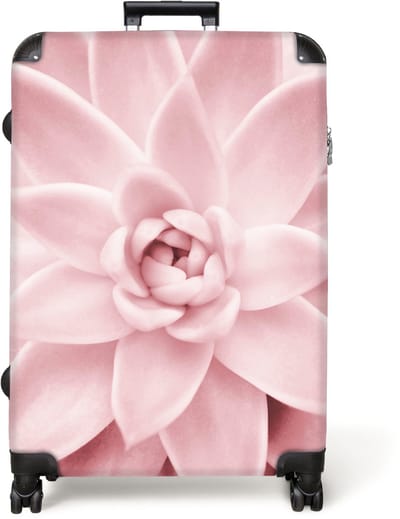 NoBoringSuitcases.com® - Koffer groot - Reiskoffer lichtgewicht - Bloem - Roze - Natuur - Plant - Rolkoffer met 4 wielen - Grote trolley XL - 98 liter bagage