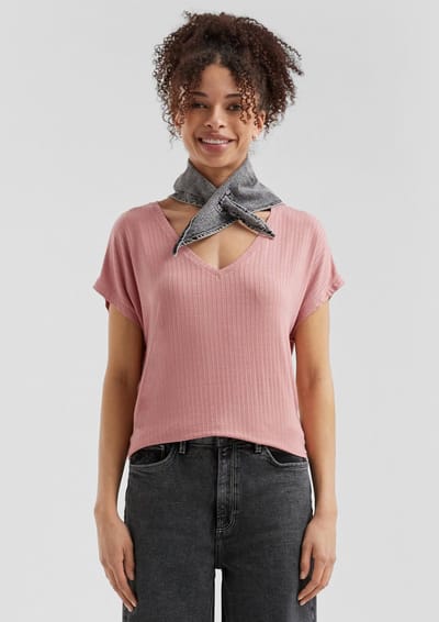 Q/S designed by - Dames t-shirt - Maat S - Vrouwen - Roze - Viscose