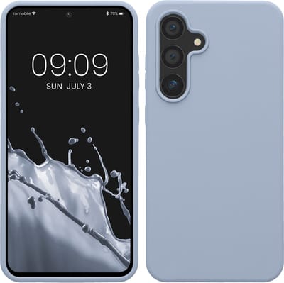 kwmobile telefoonhoesje geschikt voor Samsung Galaxy S24 FE - Hoesje met siliconen coating - Smartphone case in mat lichtblauw