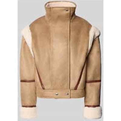 Regular fit kunstleren jack met afneembare platte kraag model 'CHEERLEA'