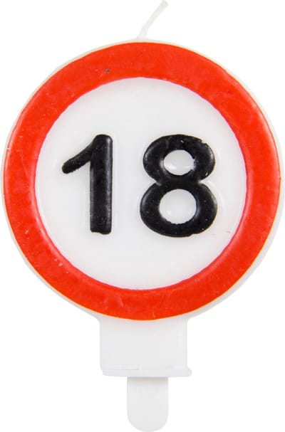 Folat - Kaars 18 Jaar Verkeersbord