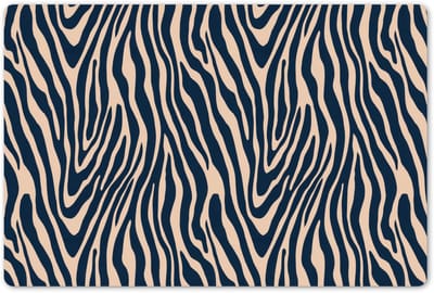 Placemats 45x30 cm - Placemat kunststof - 1 stuk - Zebra - Patroon - Blauw - Beige - Borden onderleggers - Decoratie voor op tafel - Keuken tafeldecoratie accessoires - Vinyl onderlegger - Tafelversiering