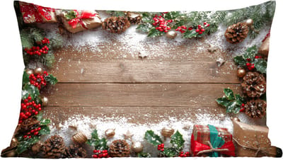 Sierkussens - Kussentjes Woonkamer - 60x40 cm - Kerstdecoratie - Geschenken - Hout - Veelkleurig