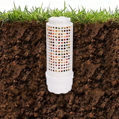 Mini Compostbak voor Buiten - Duurzame Organische Composteeroplossing met Deksel en Ventilatiegaten - Ideaal voor Keukenafval en Tuinbedden - Diameter 11 cm, Perfect voor Terras en Tuin