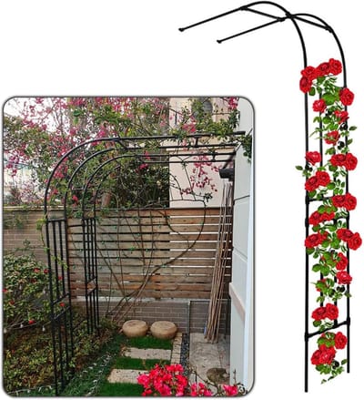 Metalen tuinboog - Rozenboog prieel - Klimplanten ondersteunen - Gepoedercoat staal - 240 cm hoog - Zwart