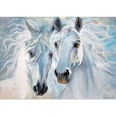 Peinture diamant cheval Couple 5D à faire soi-même, broderie complète, perceuse ronde, point de croix 20X30CM white