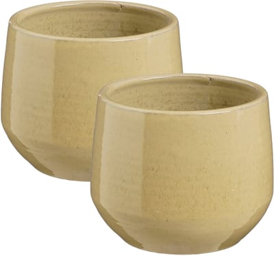 Mica Decorations bloempot / plantenpot Venice - 2x - beige - terracotta - D18 x H15 cm - effen