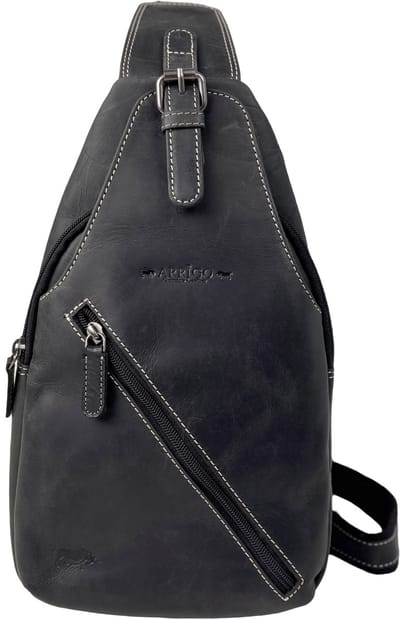 Arrigo Slingbag van Leer - Zwarte Crossbody Tas van Buffelleer - Stijlvolle en Praktische Schoudertas - Meerdere Vakken