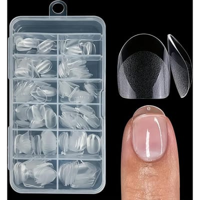 240 stuks Korte Ovale Nagel Tips Voorgevormd Rond Volledige Bedekking Half Mat Valse Nagels Acryl Nagel Tips Nagelverlenging 240pcs black