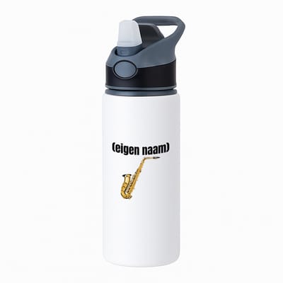 Hacebo® - saxofoon met eigen naam waterfles met rietje zwart - Saxofoon - muziek liefhebbers - iemand die houdt van saxofoons - verjaardag - cadeau - kado - water fles - 650ML
