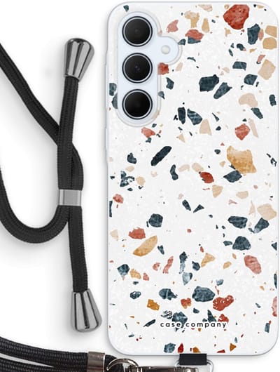 Case Company® - Hoesje met koord geschikt voor Samsung Galaxy A35 hoesje met Koord - Terrazzo N°4 - Telefoonhoesje met Zwart Koord - Bescherming aan alle Kanten en Over de Schermrand