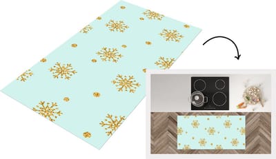 Keukenloper - Loper keuken - Kerst - Patroon - Sneeuw - Goud - 120x60 cm - Keukenloper vinyl