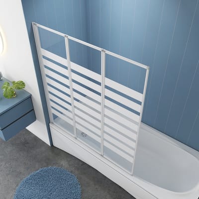 Badwand White Bluebell 3-Delig 130x140 4Mm Semi-Gesatineerd Glas Mat Grijs Links