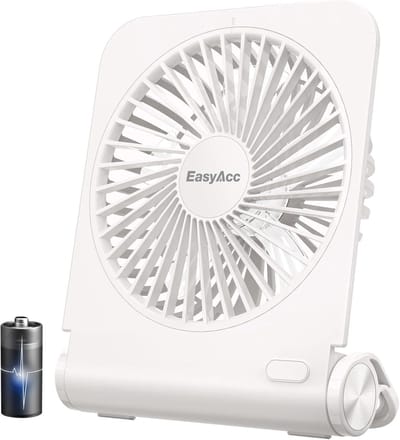 Solvix tafel ventilator geluidloos - Tafelfan - Wit - Oplaadbare 4000 mAh Batterij - Super Stil - Voor Thuis en Kantoor