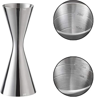 Ynkkvre - Maatbeker - Maatbekertje - Jigger - Drankmaatje - 30/60ml - 304 RVS - Stille Handeling - Verstelbare Schalen