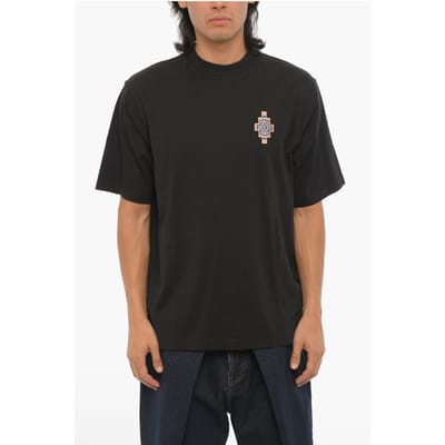 Effen OPTICAL CROSS T-shirt met ronde hals in zwart