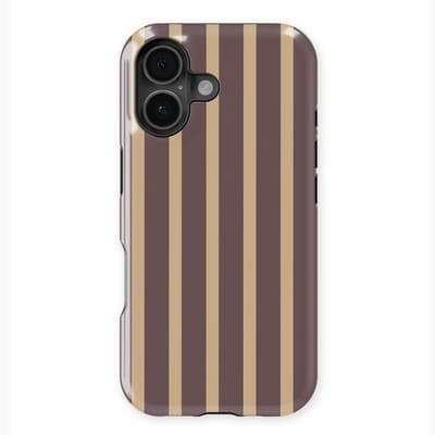 DripCase Gestreept Hoesje geschikt voor iPhone 17 | Backcover met Mag | Stripes Motief | Trendy Case geschikt voor iPhone 17 met Strepen Velvet Praline