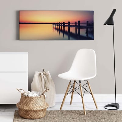 Canvas print DD123215 Lonely bridge A.S. Création 1,0 x 0,4 m Oranje / Terracotta Kantoor Hal/Gang Keuken Slaapkamer Woonkamer