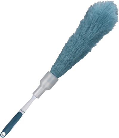 Plumeau/duster - synthetisch - blauw - 62 cm - Stoffer/ragebol/spinnenrager