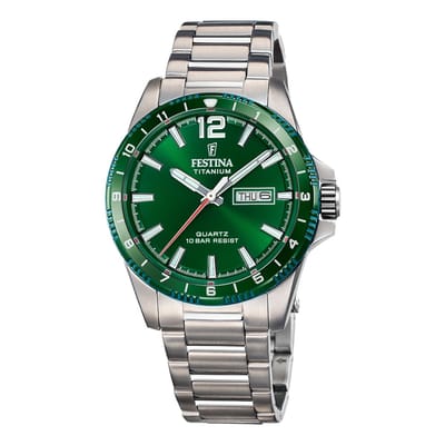 Festina F20698/3 Heren Horloge - Mineraalglas - Titanium/Staal - Zilverkleurig - Ø 43 mm - Quartz - Vouw/Vlindersluiting - 10 ATM (zwemmen)