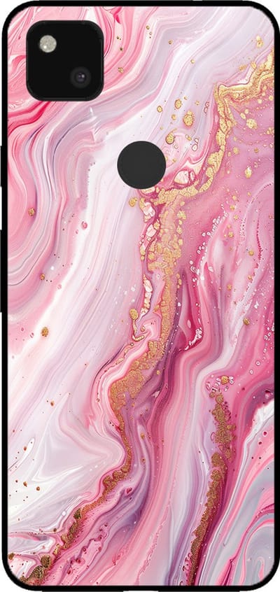 Smartphonica Telefoonhoesje voor Google Pixel 4A met marmer opdruk - TPU backcover case marble design - Roze geschikt voor Google Pixel 4A