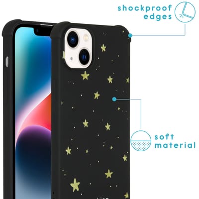 imoshion Hoesje - Geschikt voor Apple iPhone 14 Plus - Design Hoesje met Koord - Stars Gold
