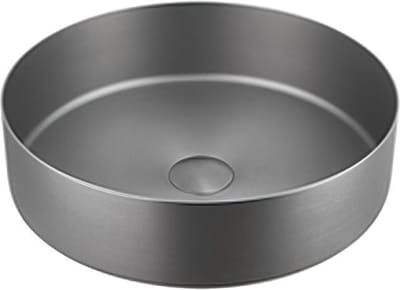Waskom staal geborsteld rond gun metal, incl. clickwaste