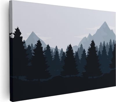 Artaza Canvas Schilderij Bergen - 30x20 cm - Klein - Wanddecoratie Bos - Muurdecoratie Landschap - Kamer Accessoires Natuur