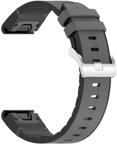 Hybride siliconen-leren bandje - geschikt voor Garmin Fenix 5 / 5 Plus / 6 / 6 Pro / 7 / 7 Pro / 8 (47 mm) / E (47 mm) / Epix (Pro) (2) 47 mm/ Quatix 5 / 6 / 7 / 7 Pro / Approach S60 / S62 / S70 47 mm / MARQ - grijs