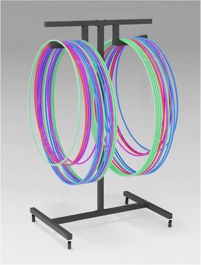Hula Hoop Organizer - Springtouw Houder - Sportuitrusting Opbergen - Met 4 Wielen - 100 cm Hoog - Zwart