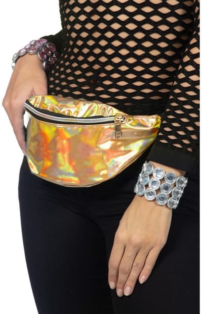 Heuptasje - Fanny Pack - Festival - Verkleedaccessoire - Disco - Foute Party - Holografisch Goud - One Size