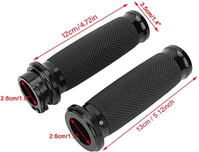 Dailygoods- Stuurgreepafdekking Universeel - 1 Paar - Aluminium/Rubber - Antislip - Geschikt voor 25 mm Stuur - Zwart - Handgrepen