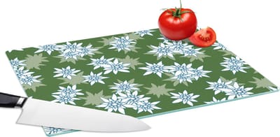 Glazen Snijplank - 39x28 - Edelweiss - Groen - Bloemen - Patronen - Snijplanken Glas