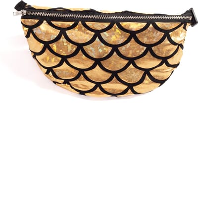 KIMU® Heuptasje Mermaid Goud - Fanny Pack Zeemeermin Schubben - Tasje Heuptas Vis Oceaan Crossbody Tas Festival