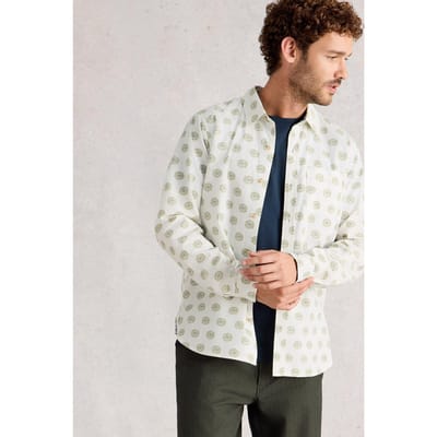 White Stuff Finsbury Rustic Print Shirt White Print Taglia: M/R | Camicie Casual Outlet | Uomo | Bianco