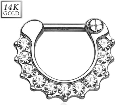 Piercing 14kt Jewelled 1.2x8 - wit goud - LMPiercings
