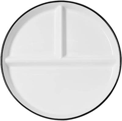 Gedeelde Borden - Porseleinen Sectiebord - 1 Stuks - 23x23x3 cm - Portiecontrole en Evenwichtige Voeding - Voor Volwassenen en Kinderen - Wit Keramiek