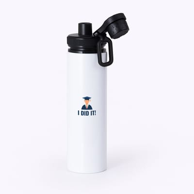 Hacebo® - I did it! waterfles met draaidop zwart - Geslaagd - iemand die is geslaagd - gelukt - gefeliciteerd - examen - school - diploma gehaald - cadeau - kado - geschenk - gift - water fles - 850ML