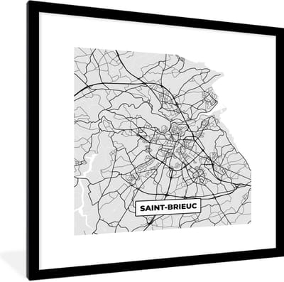 Fotolijst incl. Poster - Frankrijk – Plattegrond – Kaart – Saint-Brieuc – Stadskaart - 40x40 cm - Posterlijst