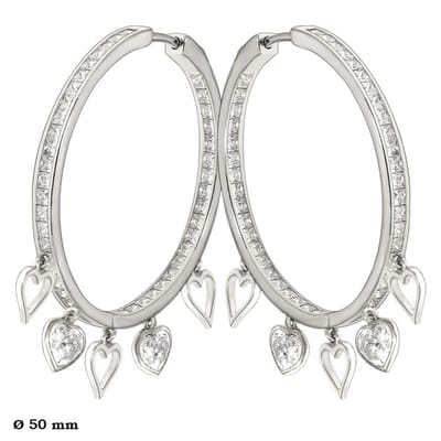 Juwelier Zwartevalk - Zilveren (gerhodineerd) bedel oorbellen met hartjes - 22.185/50 mm