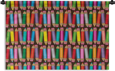 Wandkleed - Wanddoek - Potlood - Patronen - Abstract - Regenboog - 180x120 cm - Wandtapijt