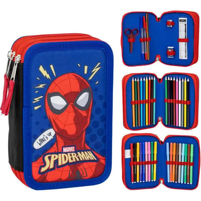 Spiderman Tekenen Knutselen Etui 3 Vakken Jongens Meisjes - 44 Stuks