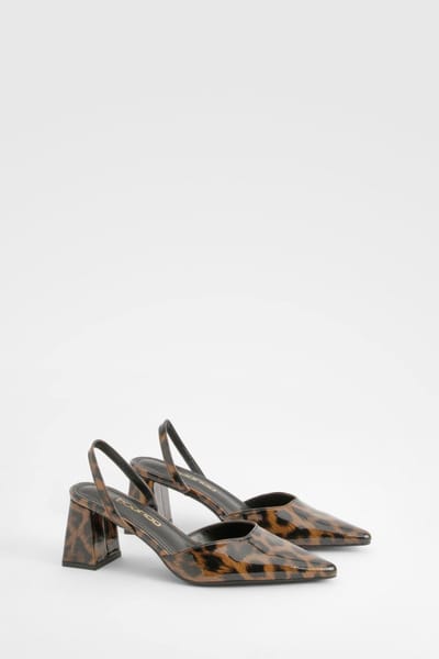 boohoo Dames Wide Fit Luipaard Print Blockhakken Court Schoenen | Luipaardprint | Maat: 37