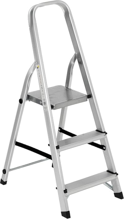 Ladder 3 treden - aluminium - lichtgewicht - ideaal voor tuinwerk - ShopVlot