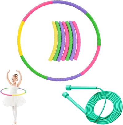 Verstelbare Hula Hoop met Springtouw, 2-in-1 Fitness Set voor Kinderen en Volwassenen, Ideaal voor Gewichtsverlies en Thuis Workouts, Dansen en Buiten Spellen