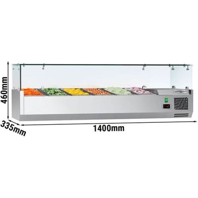 GGM Gastro Kühlaufsatzvitrine ECO - 1400x335mm - 6x GN 1/4 Zilver