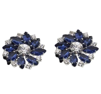 Clip oorbellen -royal blauw -zilverkleur- 2.5 cm- geen gaatje- Charme Bijoux