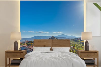 Behang - Fotobehang Toscane - Italië - Zon - Breedte 300 cm x hoogte 300 cm