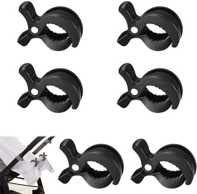 EXCITAT Universele kinderwagenclip - Kinderwagenaccessoires - Speelgoedclip - geschikt voor autostoel speelgoedclips - Zwart - 6 stuks
