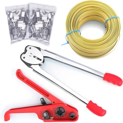 Palletverpakkingsset - Bandspanner Sealer - Pakketten Zekeren - Robuuste Handmatige Bediening - 1/2 Inch Band - Zwart Rood